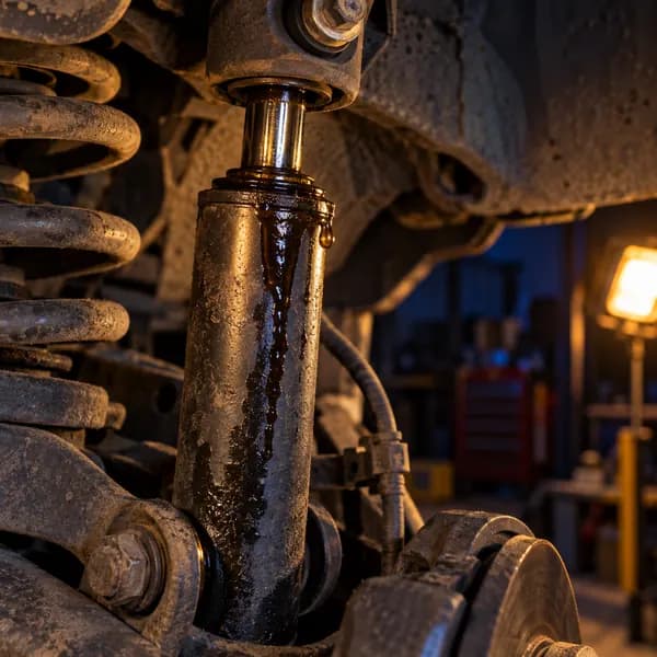 A shock absorber leaking oil