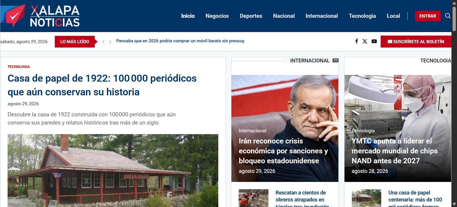 Captura del sitio en producción de Xalapa Noticias
